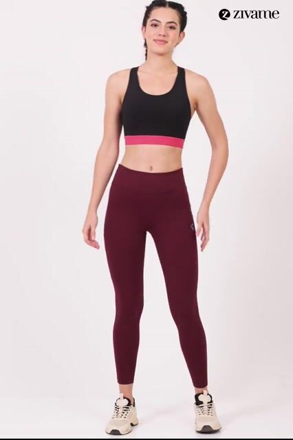 Zelocity Quick Dry Training Leggings - Burgundy — video thumbnail