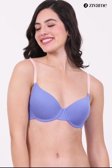 Zivame Beautiful Basics Padded Wired Medium Coverage T-Shirt Bra - Violet Tulle — video thumbnail