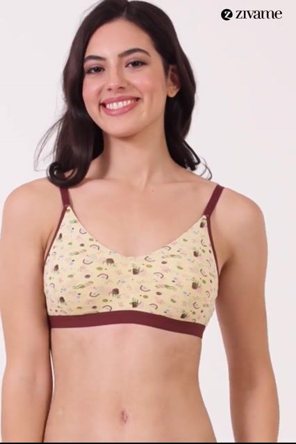 Zivame Hand Drawn Double Layered Non Wired 3/4Th Coverage Slip-On Home Bra - Apricot — video thumbnail