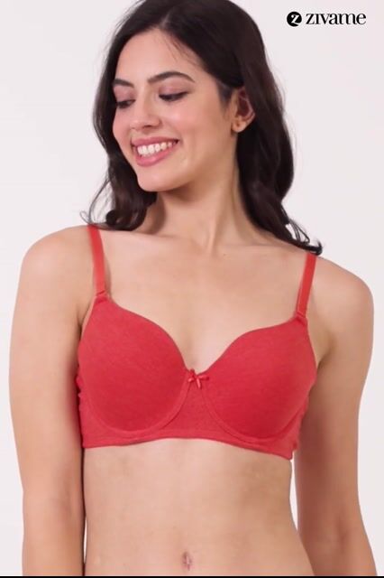 Zivame Beautiful Basics Padded Wired 3/4th Coverage T-Shirt Bra - Molten Lava — video thumbnail
