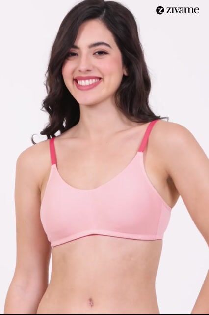 Zivame Beautiful Basics Double Layered Non Wired 3/4th Coverage T-Shirt Bra - Paradise Pink — video thumbnail