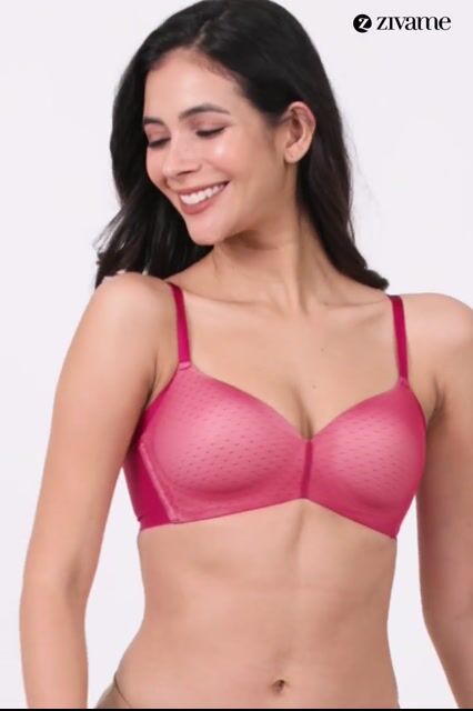 Zivame Padded Non Wired 3/4Th Coverage T-Shirt Bra - Burgundy — video thumbnail