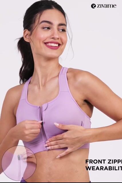 Zelocity High Impact Quick Dry Front Opening Sports Bra - Deep Periwinkle — video thumbnail
