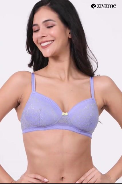 Zivame Primrose Padded Non Wired 3/4th Coverage Lace Bra - Jacaranda — video thumbnail